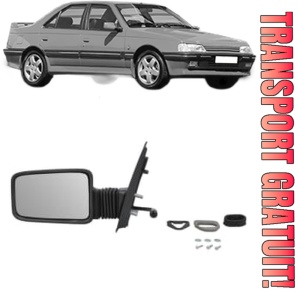 Oglinda Stanga PEUGEOT 405 I (15B) din 1987 - 1992, Auto, Reglaj mecanic, Completa