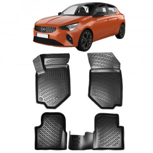 Opel Corsa F 2019- Set 4 covorase auto din cauciuc tip tavita premium line 3D accesorii pentru autoturismul tau - masina v241696