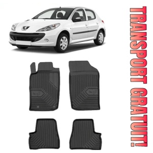 Peugeot 206 Din 1998 - 2010, Hatchback , Set Covorase Auto Tip Tavita Premium 3D, din cauciuc