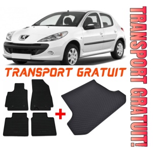Peugeot 206 Set Covorase + tavita portbagaj auto Peugeot 206 fabricatie 1998 - 2010, caroserie hatchback
