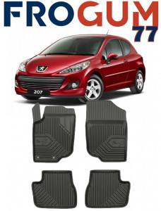 Peugeot 207 Din 2006 - 2012, Hatchback , Set Covorase Auto Tip Tavita Premium 3D, din cauciuc accesorii pentru autoturismul tau - masina v166047