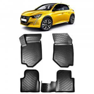 Peugeot 208 II 2019- Set 4 covorase auto din cauciuc tip tavita premium line 3D accesorii pentru autoturismul tau - masina v242574