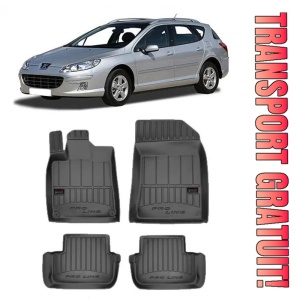 Peugeot 407, Combi, Din 2004 - 12.2010 , Set Covorase Auto Tip Tavita Premium 3D, din cauciuc