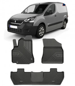 Peugeot Partner II Din 2008 - 08.2018, Van , Set Covorase Auto Tip Tavita Premium 3D, din cauciuc accesorii pentru autoturismul tau - masina v165637