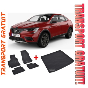 Renault Arkana fabricat din 03.2021 - Prezent, Suv, Set covorase auto dedicate + Tavita Portbagaj din cauciuc Premium Dedicata pentru Renault Arkana fabricat din 03.2021 - Prezent
