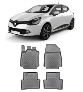 Renault Clio IV, Combi, Din 03.2013 - Prezent , Set Covorase Auto Tip Tavita Premium 3D, din cauciuc accesorii pentru autoturismul tau - masina v174465