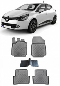 Renault Clio IV, Hatchback, Din 10.2012 pana 08.2019 , Set 5 Covorase Auto Tip Tavita Premium 3D, din cauciuc accesorii pentru autoturismul tau - masina v148278