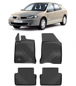 Renault Laguna II Din 01.2001 - 06.2007, Hatchback , Set Covorase Auto Tip Tavita Premium 3D, din cauciuc accesorii pentru autoturismul tau - masina v167214