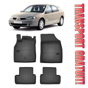 Renault Laguna II, Hatchback, Din 01.2001 - 06.2007 , Set Covorase Auto Tip Tavita Premium 3D, din cauciuc
