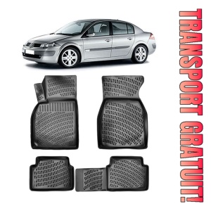 Renault Megane 2 2002-2009 Set 4 covorase auto din cauciuc tip tavita premium line 3D