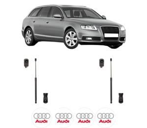 Set 2 amortizoare portbagaj haion AUDI A6 C6 Avant (4F5) din 2004-2011, 2 bucati, MAGNUM TECHNOLOGY, 4 stickere auto AUDI v4129