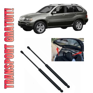 Set 2 amortizoare portbagaj haion BMW Seria X5 (E53) din 2000-2006, 2 bucati, MAGNUM TECHNOLOGY, 4 stickere auto BMW Seria