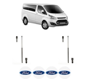 Set 2 amortizoare portbagaj haion FORD TRANSIT CUSTOM V362 Bus (F3) din 2012-2023, 2 bucati, KROSNO, 4 stickere auto FORD v1249