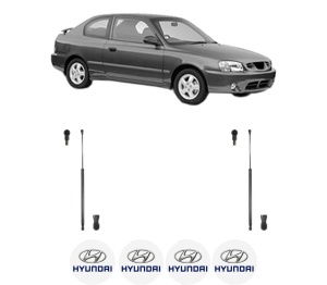 Set 2 amortizoare portbagaj haion HYUNDAI ACCENT II (LC) din 2000-2005, 2 bucati, KROSNO, 4 stickere auto HYUNDAI v5629