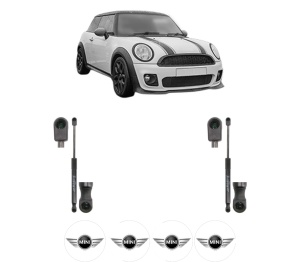 Set 2 amortizoare portbagaj haion MINI CLUBMAN (F54) din 2014-2024, 2 bucati, KROSNO, 4 stickere auto MINI v109
