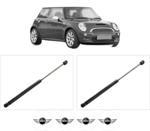 Set 2 amortizoare portbagaj haion MINI (R50, R53) din 2001-2006, 2 bucati, KROSNO, 4 stickere auto MINI v4309