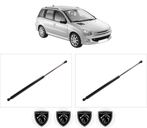 Set 2 amortizoare portbagaj haion PEUGEOT 206 SW (2E/K) din 2002-2008, 2 bucati, KROSNO, 4 stickere auto PEUGEOT v4909