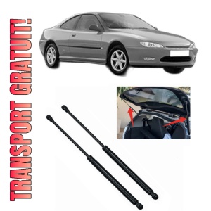 Set 2 amortizoare portbagaj haion PEUGEOT 406 Coupe (8C) din 1997-2004, 2 bucati, KROSNO, 4 stickere auto PEUGEOT