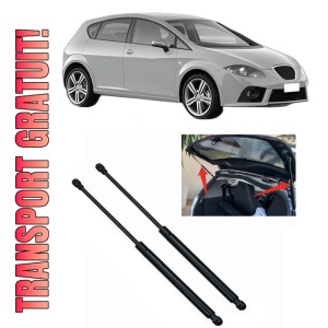 Set 2 amortizoare portbagaj haion SEAT LEON (1P1) din 2005-2012, 2 bucati, MAGNUM TECHNOLOGY, 4 stickere auto SEAT