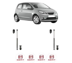 Set 2 amortizoare portbagaj haion SEAT Mii (KF1, KE1) din 2011-2020, 2 bucati, KROSNO, 4 stickere auto SEAT v2029