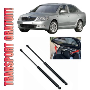 Set 2 amortizoare portbagaj haion SKODA Octavia II (1Z3) din 2004-2013, 2 bucati, MAGNUM TECHNOLOGY, 4 stickere auto SKODA