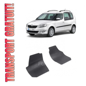 Set 2 covorase Skoda Roomster Praktik 2M 2006-2015, din cauciuc 100%, compatibile cu autoturismul SKODA Roomster