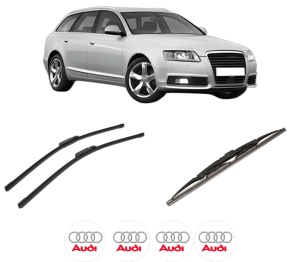 Set 3 stergatoare AUDI A6 Allroad C6 (4FH) din 2006-2011, pentru parbriz si luneta fata si spate auto, Bosch Twin-Aerotwin, din cauciuc siliconat rezistent, 4 Stickere Auto AUDI - Img 2