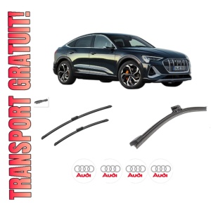Set 3 stergatoare AUDI E-TRON Sportback (GEA) din 2019-2020, pentru parbriz si luneta fata si spate auto, Bosch Aerotwin-Aerotwin, din cauciuc siliconat rezistent, 4 Stickere Auto AUDI