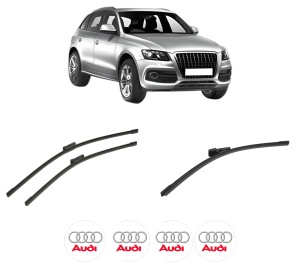 Set 3 stergatoare AUDI Q5 Van (8RB) din 2008-2017, pentru parbriz si luneta fata si spate auto, Bosch Aerotwin-Aerotwin, din cauciuc siliconat rezistent, 4 Stickere Auto AUDI - Img 2
