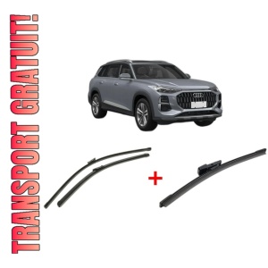 Set 3 stergatoare AUDI Q6 E-TRON (GFB) din 2024, pentru parbriz si luneta fata si spate auto, Bosch Aerotwin, din cauciuc siliconat rezistent, 4 Stickere Auto AUDI