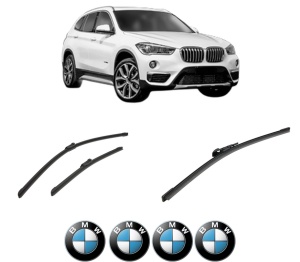 Set 3 stergatoare BMW Seria X1 Van (F48) din 2015-2022, pentru parbriz si luneta fata si spate auto, Bosch Aerotwin-Aerotwin, din cauciuc siliconat rezistent, 4 Stickere Auto BMW - Img 2