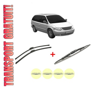 Set 3 stergatoare CHRYSLER VOYAGER IV VAN (S_) din 2000 - 2007, pentru parbriz si luneta fata si spate auto, Bosch Twin, din cauciuc siliconat rezistent, 4 Stickere Auto CHRYSLER