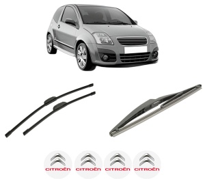 Set 3 stergatoare CITROEN C2 (JM_) din 2003-2012, pentru parbriz si luneta fata si spate auto, Bosch Twin-Aerotwin Retrofit, din cauciuc siliconat rezistent, 4 Stickere Auto CITROEN - Img 2