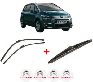 Set 3 stergatoare CITROEN GRAND C4 SPACETOURER Van (3A_, 3E_) din 2019, pentru parbriz si luneta fata si spate auto, Bosch Twin, din cauciuc siliconat rezistent, 4 Stickere Auto CITROEN v3527