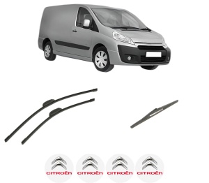 Set 3 stergatoare CITROEN JUMPY II Van din 2007-2016, pentru parbriz si luneta fata si spate auto, Bosch Twin-Aerotwin Retrofit, din cauciuc siliconat rezistent, 4 Stickere Auto CITROEN - Img 2