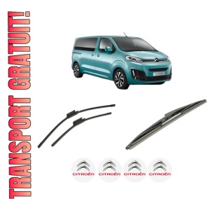 Set 3 stergatoare CITROEN SPACETOURER Bus (V_) din 2016-2023, pentru parbriz si luneta fata si spate auto, Bosch Twin-Aerotwin, din cauciuc siliconat rezistent, 4 Stickere Auto CITROEN