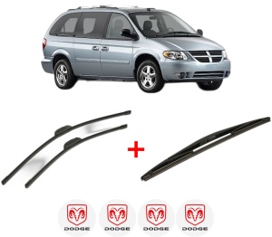 Set 3 stergatoare DODGE GRAND CARAVAN din 2007 - 2010, pentru parbriz si luneta fata si spate auto, Bosch Twin, din cauciuc siliconat rezistent, 4 Stickere Auto DODGE v7847