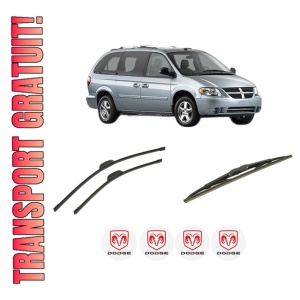 Set 3 stergatoare DODGE GRAND CARAVAN din 2007-2011, pentru parbriz si luneta fata si spate auto, Bosch Twin-Aerotwin Retrofit, din cauciuc siliconat rezistent, 4 Stickere Auto DODGE