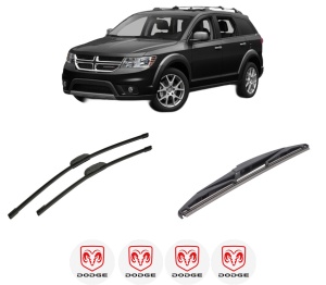 Set 3 stergatoare DODGE JOURNEY din 2008-2015, pentru parbriz si luneta fata si spate auto, Bosch Twin-Aerotwin Retrofit, din cauciuc siliconat rezistent, 4 Stickere Auto DODGE - Img 2