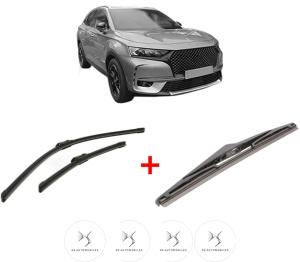 Set 3 stergatoare DS DS 7 Crossback (J4_, JR_, JC_) din 2017 - 2022, pentru parbriz si luneta fata si spate auto, Bosch Twin, din cauciuc siliconat rezistent, 4 Stickere Auto DS v6467