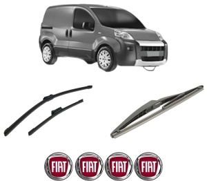 Set 3 stergatoare FIAT 500 (312_) din 2007-2021, pentru parbriz si luneta fata si spate auto, Bosch Twin-Aerotwin, din cauciuc siliconat rezistent, 4 Stickere Auto FIAT - Img 2