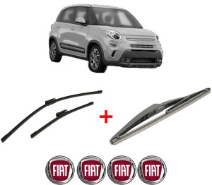 Set 3 stergatoare FIAT 500L (351_, 352_) din 2012 - 2018, pentru parbriz si luneta fata si spate auto, Bosch Twin, din cauciuc siliconat rezistent, 4 Stickere Auto FIAT v7487