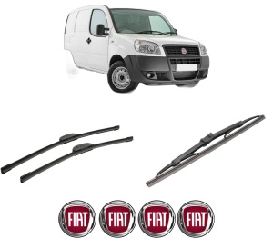 Set 3 stergatoare FIAT DOBLO Box Body/MPV (223_) din 2001-2010, pentru parbriz si luneta fata si spate auto, Bosch Twin-Aerotwin Retrofit, din cauciuc siliconat rezistent, 4 Stickere Auto FIAT - Img 2
