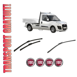 Set 3 stergatoare FIAT DOBLO Platform/Chassis (263_) din 2010-2023, pentru parbriz si luneta fata si spate auto, Bosch Aerotwin-Aerotwin, din cauciuc siliconat rezistent, 4 Stickere Auto FIAT