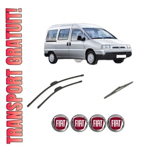 Set 3 stergatoare FIAT SCUDO Bus (270_, 272_) din 2007-2016, pentru parbriz si luneta fata si spate auto, Bosch Twin-Aerotwin Retrofit, din cauciuc siliconat rezistent, 4 Stickere Auto FIAT