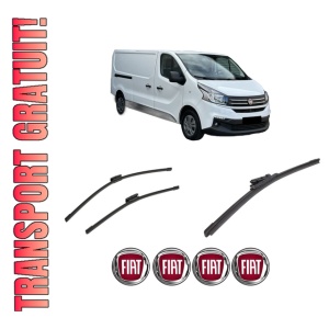 Set 3 stergatoare FIAT TALENTO Van (296_) din 2016-2019, pentru parbriz si luneta fata si spate auto, Bosch Aerotwin-Aerotwin Multi, din cauciuc siliconat rezistent, 4 Stickere Auto FIAT