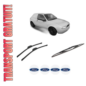 Set 3 stergatoare FORD FIESTA Hatchback Van (JV_) din 1998-2003, pentru parbriz si luneta fata si spate auto, Bosch Twin-Aerotwin Retrofit, din cauciuc siliconat rezistent, 4 Stickere Auto FORD