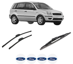 Set 3 stergatoare FORD FUSION (JU_) din 2002-2012, pentru parbriz si luneta fata si spate auto, Bosch Twin-Aerotwin Retrofit, din cauciuc siliconat rezistent, 4 Stickere Auto FORD - Img 2