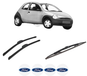 Set 3 stergatoare FORD KA (RB_) din 1996-2008, pentru parbriz si luneta fata si spate auto, Bosch Twin-Aerotwin Retrofit, din cauciuc siliconat rezistent, 4 Stickere Auto FORD - Img 2