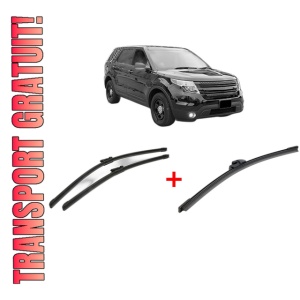 Set 3 stergatoare FORD USA EXPLORER (U5_) din 2010, pentru parbriz si luneta fata si spate auto, Bosch Aerotwin, din cauciuc siliconat rezistent, 4 Stickere Auto FORD USA